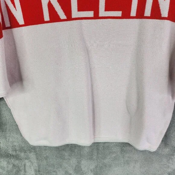 Womens Calvin Klein Jeans Cropped Sweater Red & White 100% Cotton Long Sleeve S - Picture 3 of 13